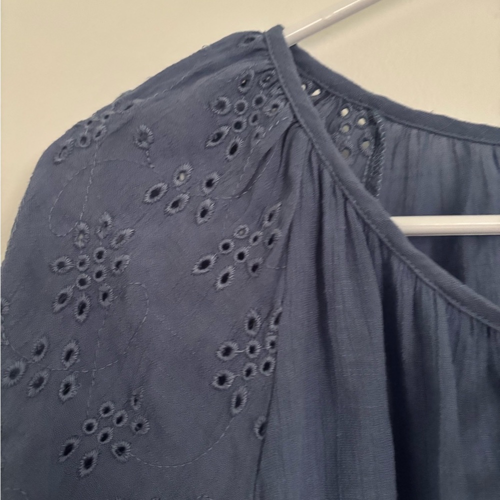 Como Vintage Blue Puff Sleeve Blouse - Picture 3 of 3